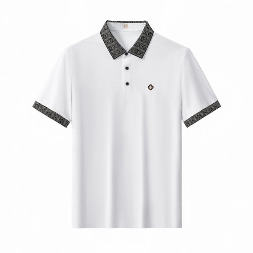 BSP621-Pattern Trim Performance Polo – El Baron-WHITE