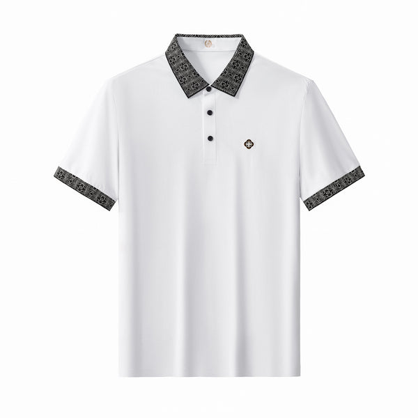 BSP621-Pattern Trim Performance Polo – El Baron-WHITE