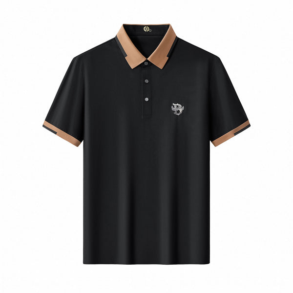 BSP623-Contrast Trim Performance Polo - El Baron-BLACK