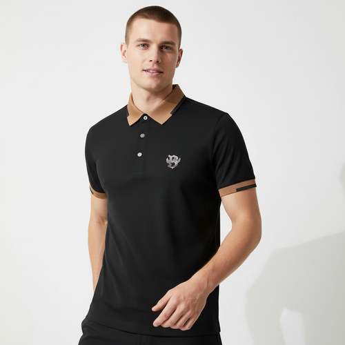 BSP623-Contrast Trim Performance Polo - El Baron-BLACK