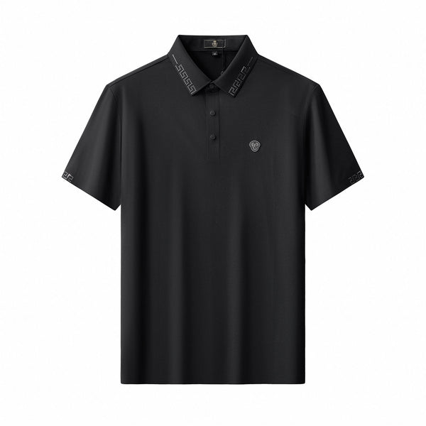 BSP627-Perforated Collar Performance Polo – El Baron-BLKSL