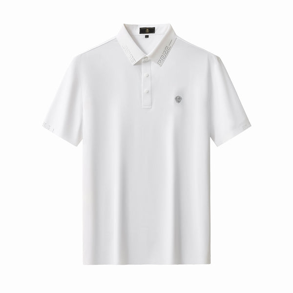 BSP627-Perforated Collar Performance Polo – El Baron-WHTSL