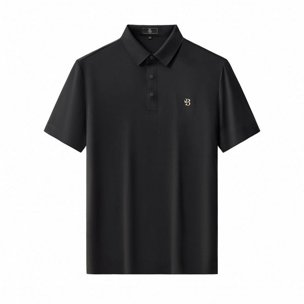 BSP629-Textured Collar Performance Polo – El Baron-BLACK