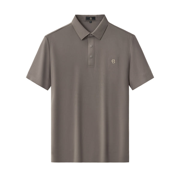 BSP629-Textured Collar Performance Polo – El Baron-KHAKI