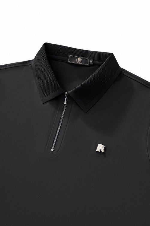BSP630-Zip Placket Performance Polo – El Baron-BLACK – view 2