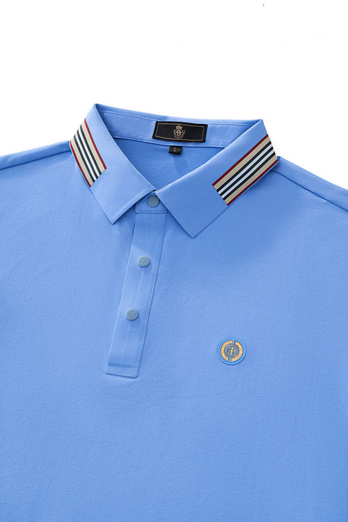 BSP633-Stripe Collar Performance Polo – El Baron-BLUE – view 2