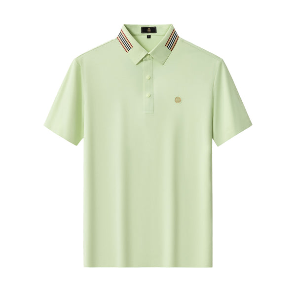 BSP633-Stripe Collar Performance Polo – El Baron-GREEN