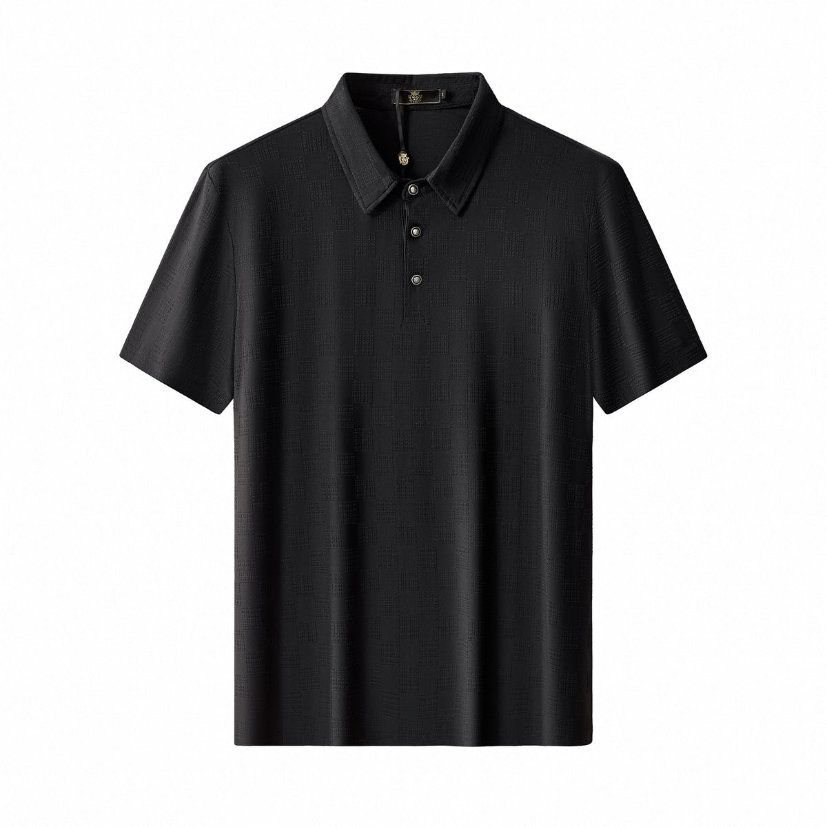 BSP634-Embossed Check Cotton Polo – El Baron-BLACK – BAROCCO wholesale polo shirts