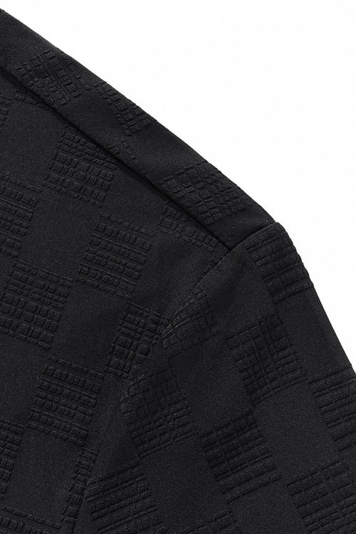 BSP634-Embossed Check Cotton Polo – El Baron-BLACK – view 3