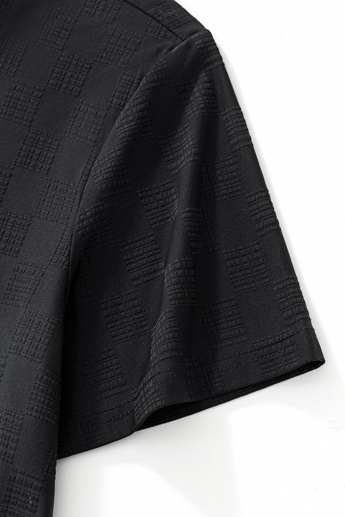BSP634-Embossed Check Cotton Polo – El Baron-BLACK – view 4
