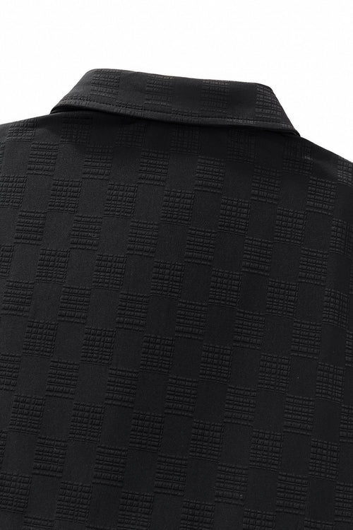 BSP634-Embossed Check Cotton Polo – El Baron-BLACK – view 6