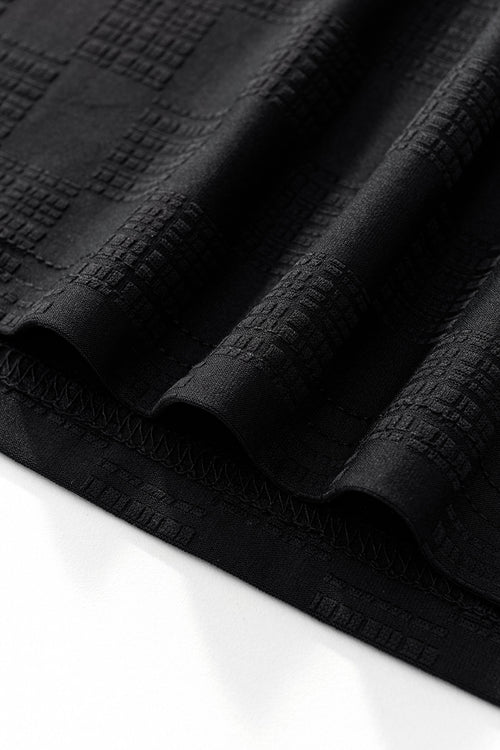 BSP634-Embossed Check Cotton Polo – El Baron-BLACK – view 7