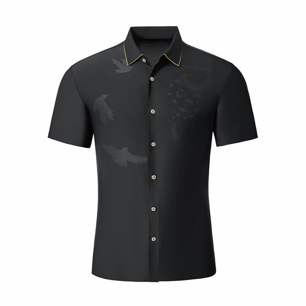 Camisa de manga corta Shadow Beast Jacquard - NEGRO/DORADO