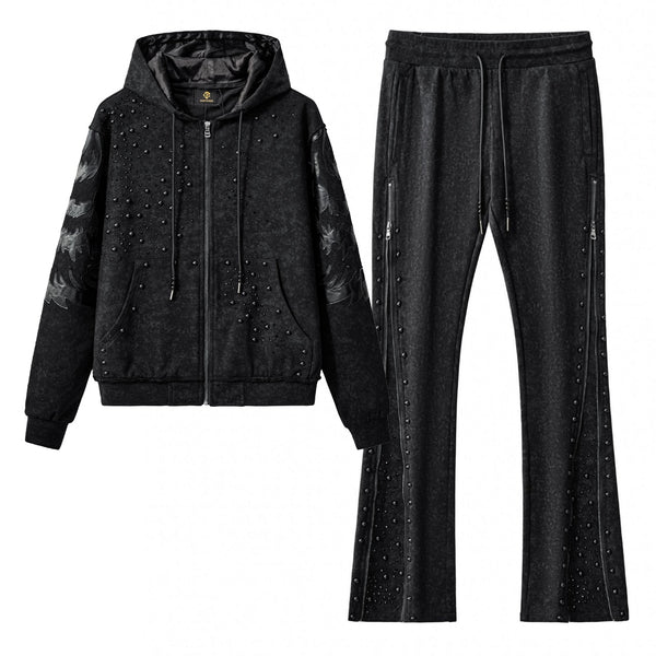 CJS430 - Midnight Roar sweatsuit-BLACK