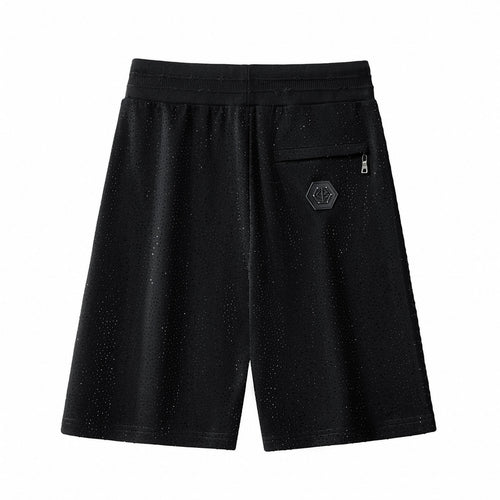 CJS431-Radiant Grid Stone Short set – Century Penthouse-BLACK/BLACK – view 3