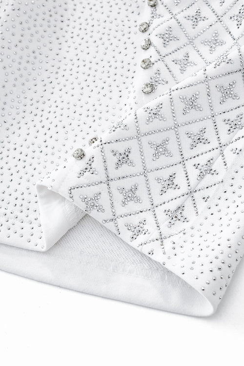 CJS431-Radiant Grid Stone Short set – Century Penthouse-WHITE/SILVER – view 7