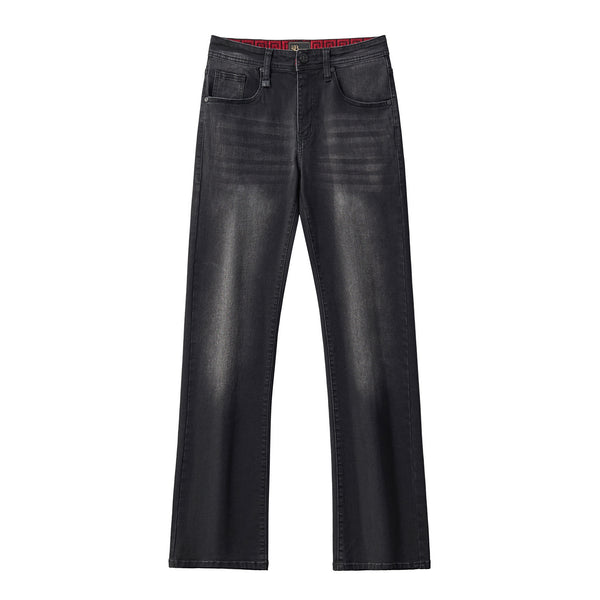 Denim recto con bordes descoloridos - NEGRO