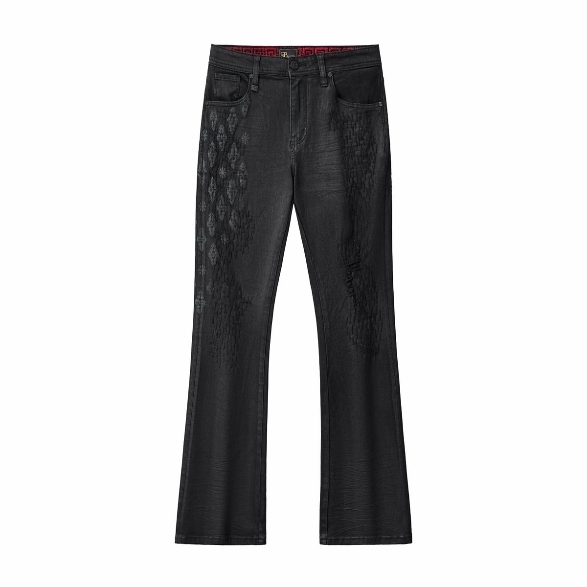 Pantalón vaquero con estampado de medallón Regalia - NEGRO – BAROCCO wholesale menswear