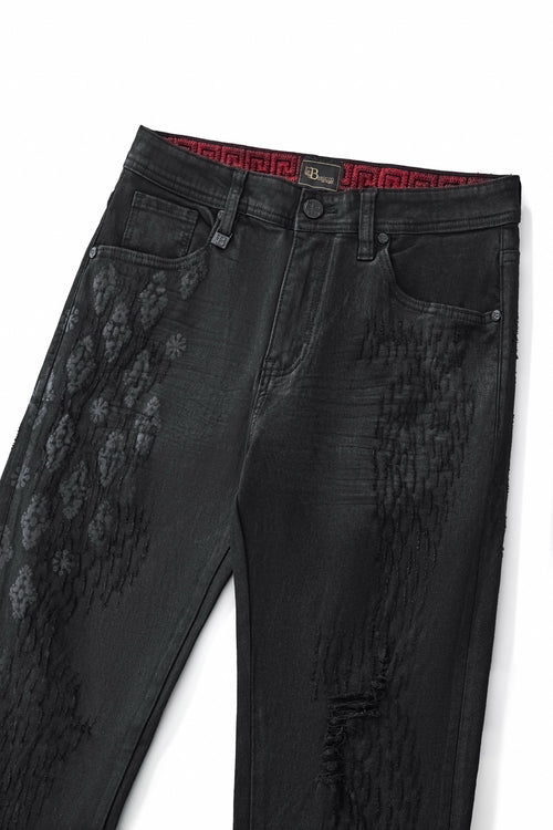 Pantalón vaquero con estampado de medallón Regalia - NEGRO – view 2