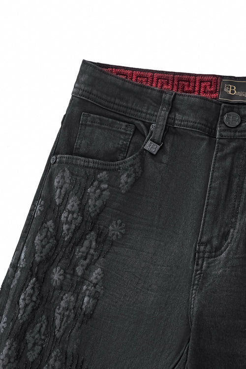 Pantalón vaquero con estampado de medallón Regalia - NEGRO – view 3