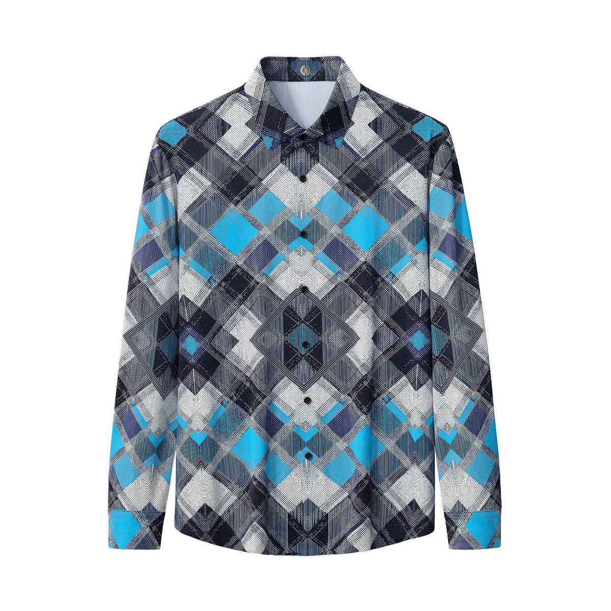 ELS102-Diamond Plaid Stretch Shirt – El Baron-BLUE – BAROCCO wholesale shirts