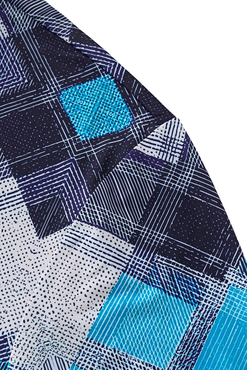 ELS102-Diamond Plaid Stretch Shirt – El Baron-BLUE – view 5