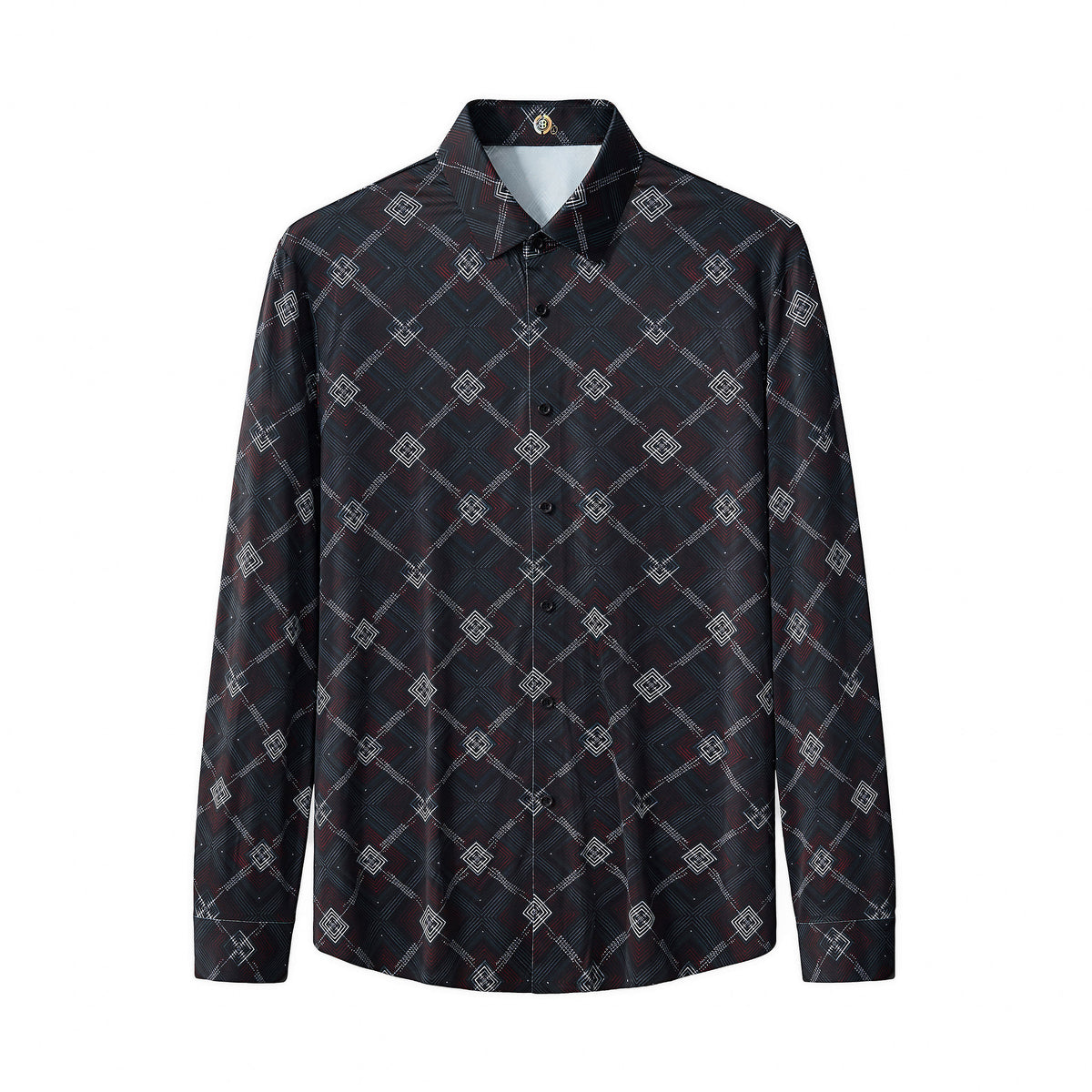 ELS103-Geometric Seamless Shirt – El Baron-BLACK – BAROCCO wholesale shirts