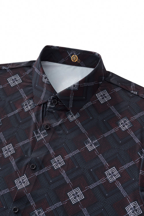 ELS103-Geometric Seamless Shirt – El Baron-BLACK – view 2
