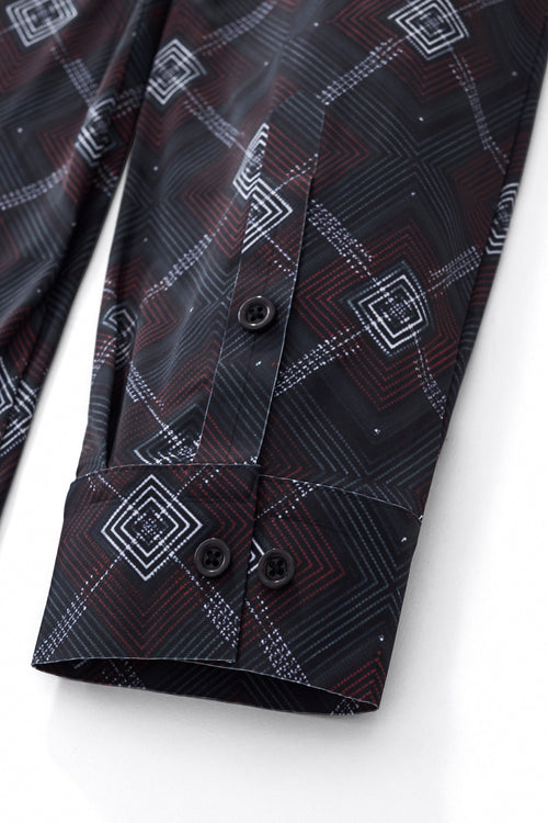 ELS103-Geometric Seamless Shirt – El Baron-BLACK – view 6
