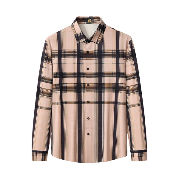 ELS104-Heritage Plaid Stretch Woven Shirt-El Baron-KHAKI
