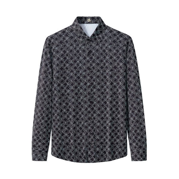 ELS105-Seamless Geo Print Shirt – El Baron-BLACK