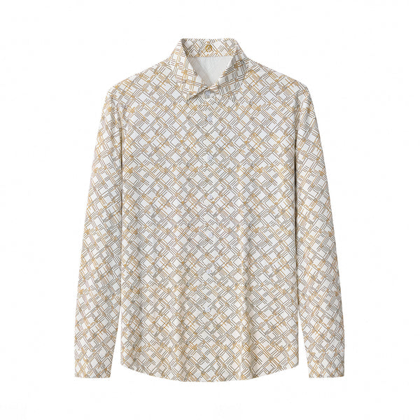 ELS105-Seamless Geo Print Shirt – El Baron-WHITE