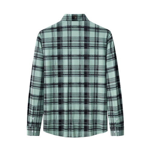 ELS106-Seamless Plaid Stretch Shirt – El Baron-GREEN – view 1