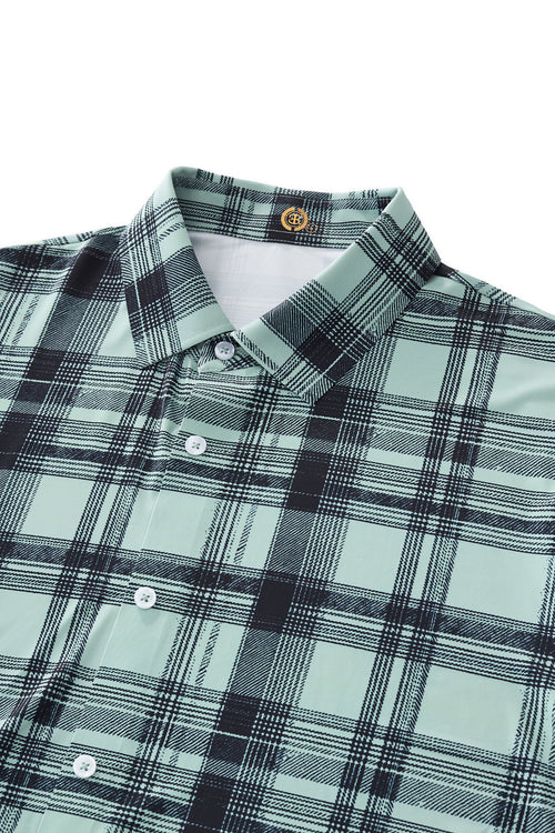 ELS106-Seamless Plaid Stretch Shirt – El Baron-GREEN – view 2