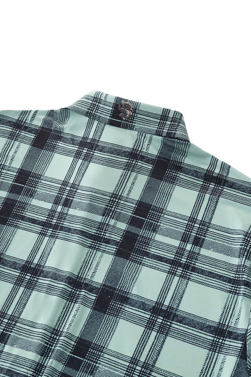 ELS106-Seamless Plaid Stretch Shirt – El Baron-GREEN – view 3