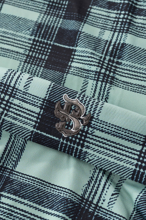ELS106-Seamless Plaid Stretch Shirt – El Baron-GREEN – view 4