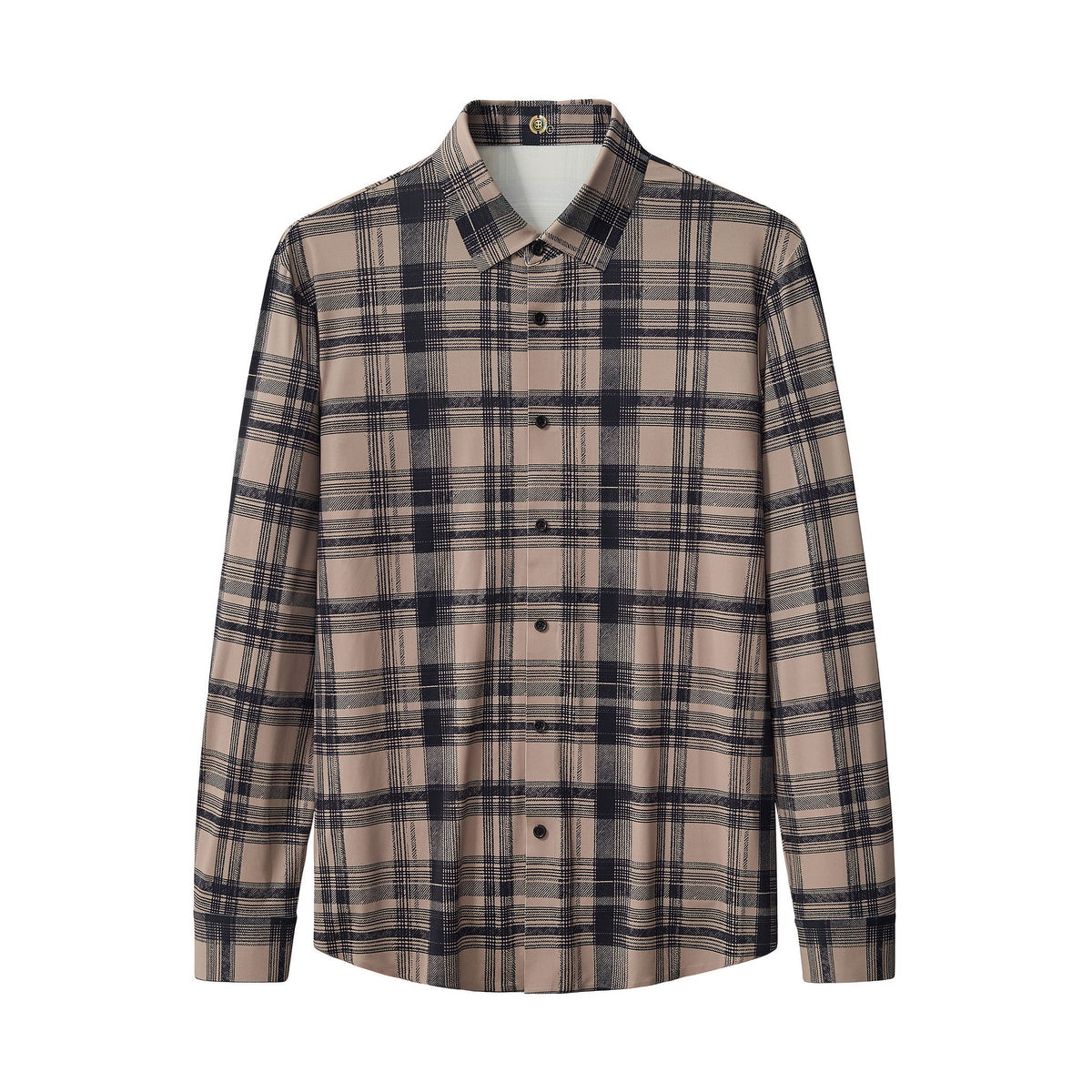 ELS106-Seamless Plaid Stretch Shirt – El Baron-KHAKI – BAROCCO wholesale shirts