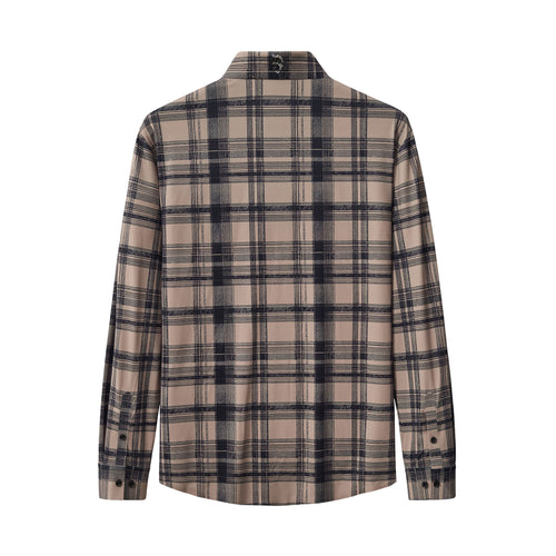 ELS106-Seamless Plaid Stretch Shirt – El Baron-KHAKI – view 1