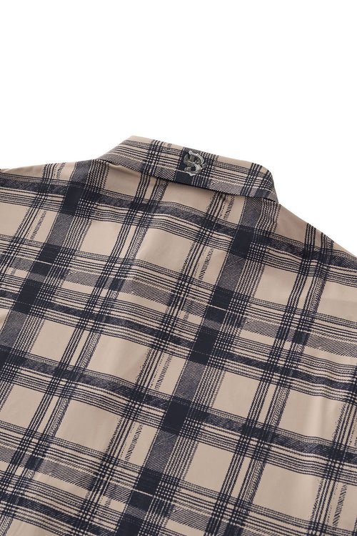 ELS106-Seamless Plaid Stretch Shirt – El Baron-KHAKI – view 3