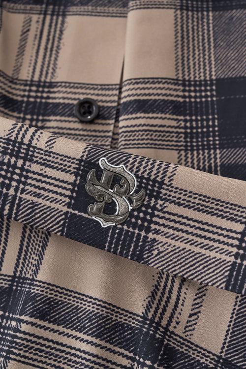 ELS106-Seamless Plaid Stretch Shirt – El Baron-KHAKI – view 4