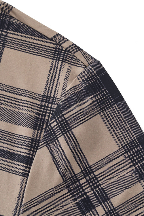 ELS106-Seamless Plaid Stretch Shirt – El Baron-KHAKI – view 5