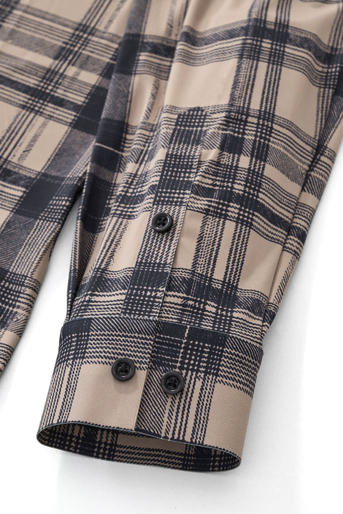 ELS106-Seamless Plaid Stretch Shirt – El Baron-KHAKI – view 6