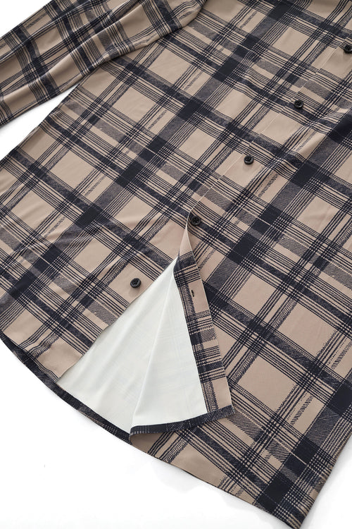 ELS106-Seamless Plaid Stretch Shirt – El Baron-KHAKI – view 7