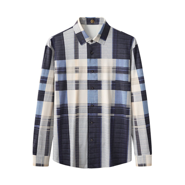 ELS108-Seamless Plaid Stripe Shirt – El Baron-BLUE