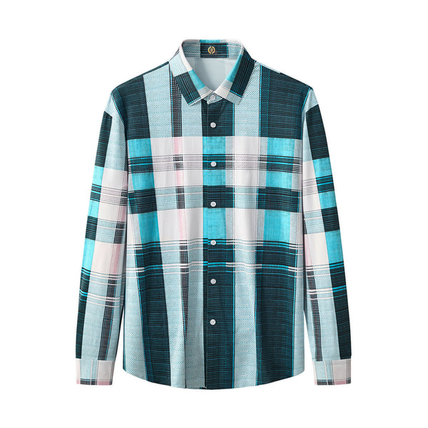 ELS108-Seamless Plaid Stripe Shirt – El Baron-GREEN