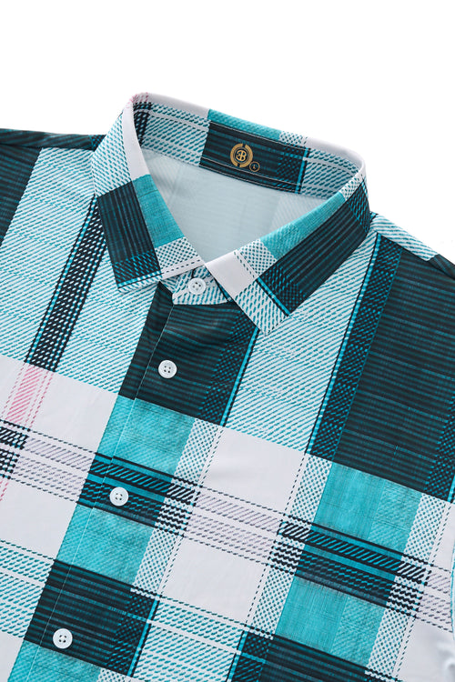 ELS108-Seamless Plaid Stripe Shirt – El Baron-GREEN – view 2