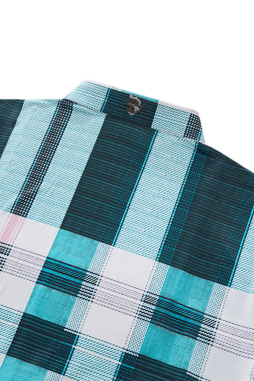 ELS108-Seamless Plaid Stripe Shirt – El Baron-GREEN – view 3