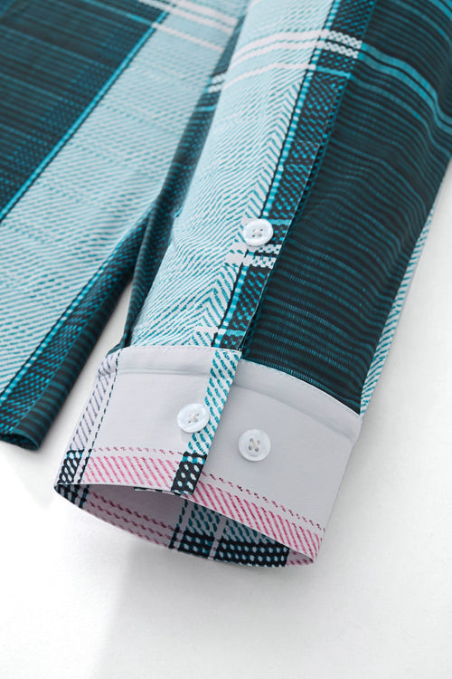 ELS108-Seamless Plaid Stripe Shirt – El Baron-GREEN – view 6