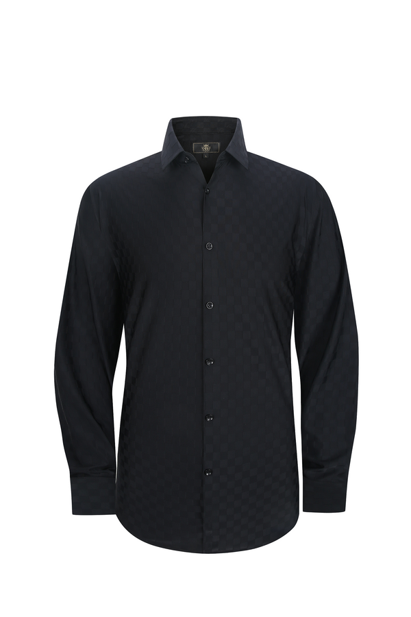 ELS923 - Gridline Stretch LS Shirt-BLACK
