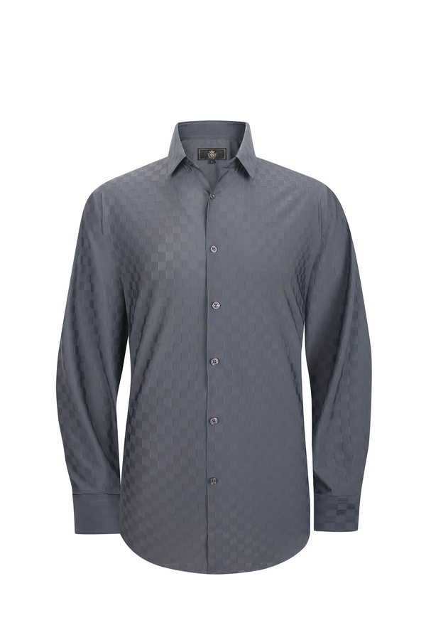 ELS923 - Gridline Stretch LS Shirt-GREY